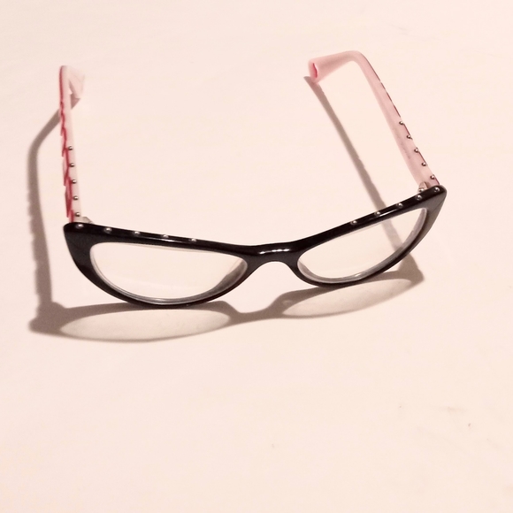 Betsey Johnson Handmade in Japan Cateye Eyeglass Frame Red Black White - Picture 16 of 16